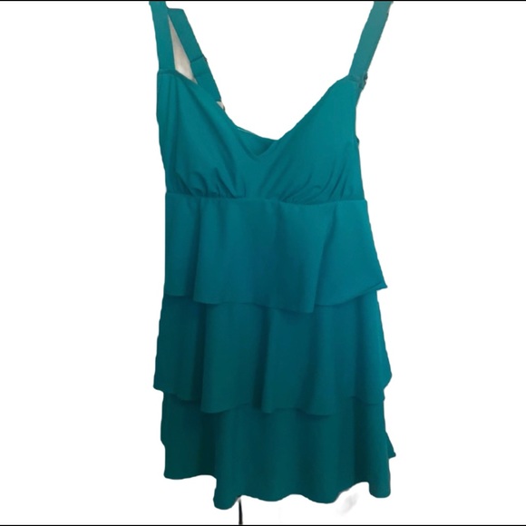 SWIM SOLUTIONS NO TUMMY / TUMMY CONTROL SWIMSUIT dress BATHING SUIT TURQUOISE - Picture 2 of 14